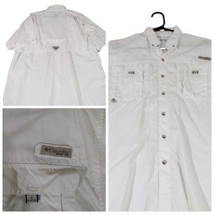 Columbia Mens White PFG Fishing Shirt Short Sleeve Size S